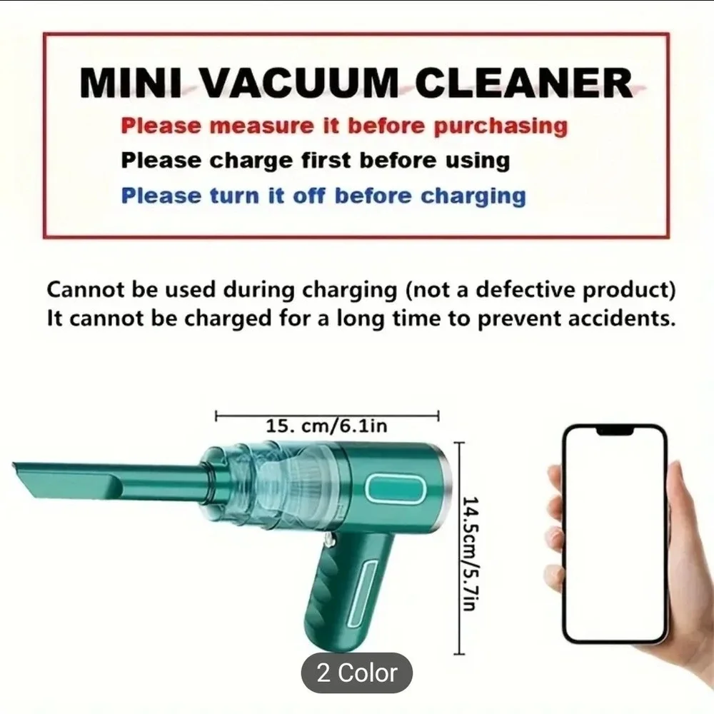 29000Pa‎ Car Vacuum Cleaner Strong Suction Dust Catcher Cordless Handheld Green